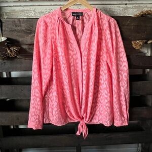 🟠DANA BUCHMAN Long Sleeve Textured Blouse in Coral MED